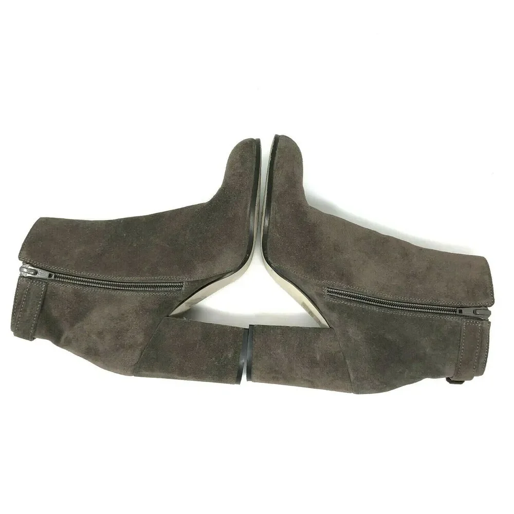 J Crew Barrett Ankle Boot Womens 6.5‎ Taupe Suede Chunky Heel Bootie Italy